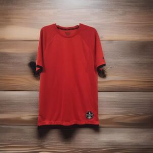 AND1 Men's Medium Red Black Basketball T-Shirt Tee Athletic Performance Raglan